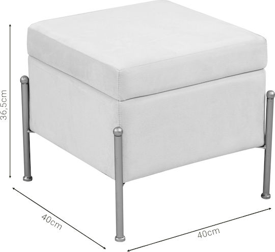 Stool For Living Room With Storage Space Upholstered with Velvet Panton Cream-gold 40x40x36.5cm