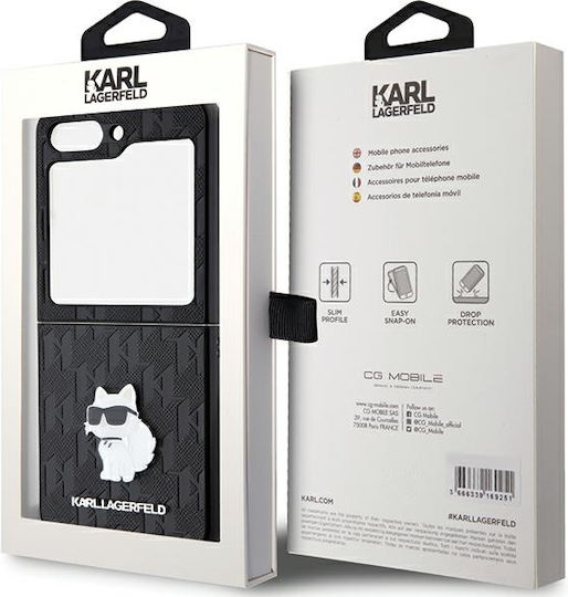 Karl Lagerfeld Black Saffiano Monogram Choupette Pin Umschlag Rückseite Kunststoff / Leder / Synthetisches Leder Schwarz (Galaxy Z Flip)