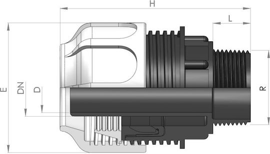 Bucchi Rohrnippel-Fittings aus Polypropylen Männlich 25,4mm 0102004.050725