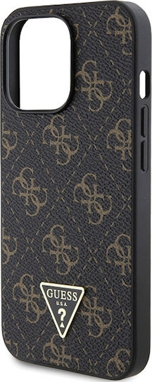 Guess Triangle Metal Logo Umschlag Rückseite Synthetisches Leder Schwarz (iPhone 14 Pro Max)