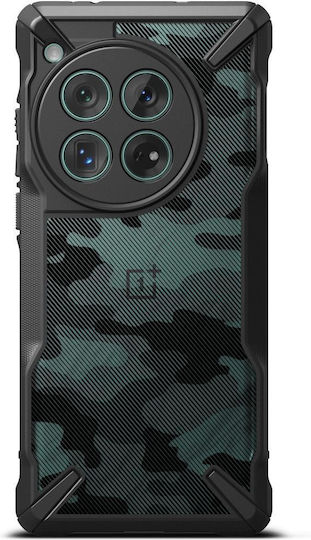 Ringke Fusion X Задна корица Силикон 2мм с Каишка Камуфлажно черно (OnePlus 12)