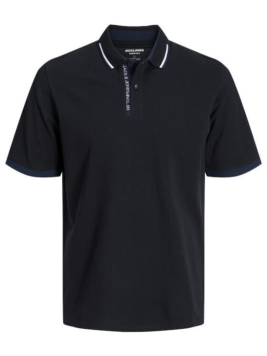 Jack & Jones Ανδρική Μπλούζα Κοντομάνικη Polo Μαύρη