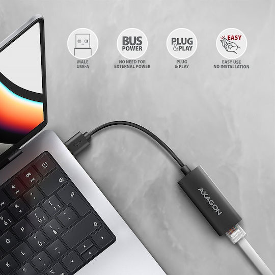 Axagon ADE-AR Αντάπτορας Δικτύου USB με Ενσύρματη Σύνδεση Gigabit Ethernet (v1)