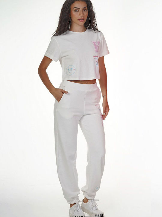 Kendall + Kylie Damen Sportliches Bluse Kurzärmelig White