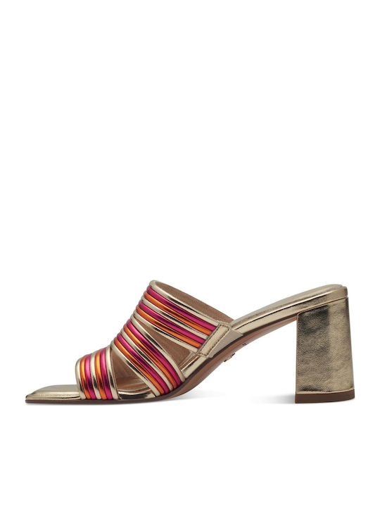 Mules with Chunky Heel in Gold Color