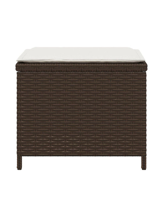 Garden Stool Cube Outdoor Rattan with Cushion Brown 4 Pieces 41x41x36cm