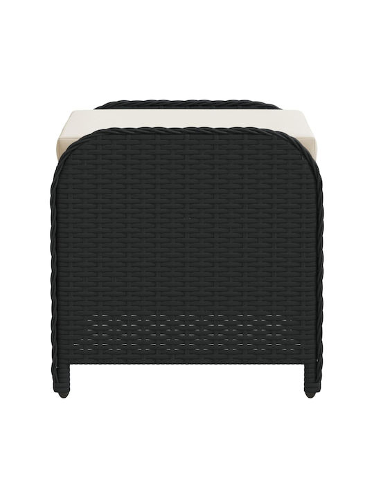 Garden Stool Cube Outdoor Rattan with Cushion Black 58x46x46cm