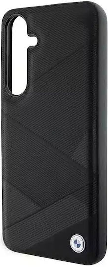 BMW Signature Leather Crossing Lines Pattern Back Cover Δερμάτινο Μαύρο (Galaxy S24)