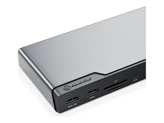 Alogic USB-C Stație de andocare cu HDMI/DisplayPort 4K PD și conexiune 4 monitoare Gri (DUCDV4)