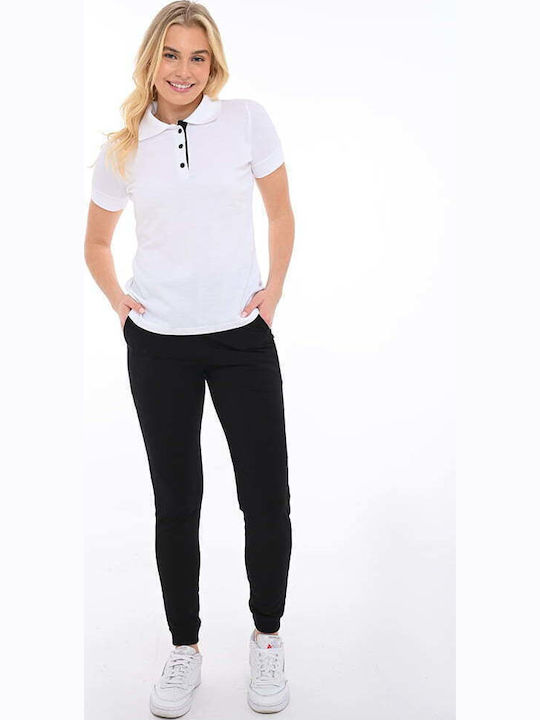 Damen Sportlich Polo Bluse Kurzarm Weiß