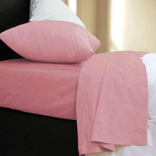 Nef-Nef Homeware Basic Σεντόνι King Size με Λάστιχο 180x200+35εκ. Pink