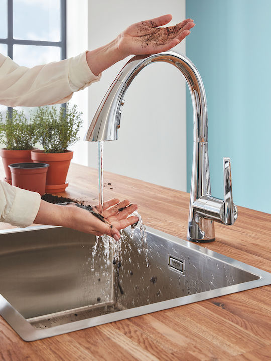 Grohe Zedra Touch Настолен с Подвижен Душ Сребрист Grohe Zedra Touch Настолен с Подвижен Душ Сребрист
