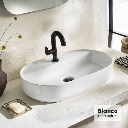 Bianco Ceramica Aufgesetztes Waschbecken Porzellan 60x40x60cm Bianco