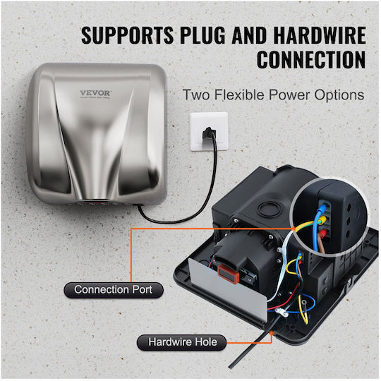 Vevor Hand Dryer Stainless Steel with Sensor in Silver Colour 1.8kW BGSGSJBXGZDGAR9TKV2