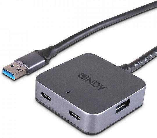 Lindy USB-Hub 4 Anschlüsse USB 3.0 mit USB-A Anschluss Grau