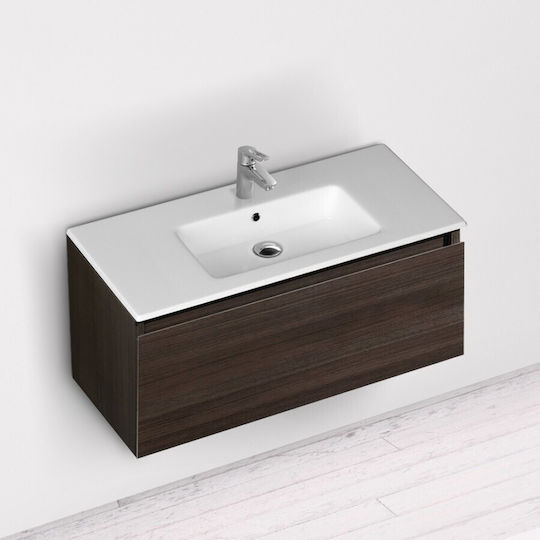 Bianco Ceramica Flat Aufgesetztes Waschbecken Porzellan 101.5x46.5x14cm White