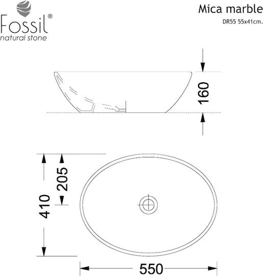 Fossil Надеждна мивка мрамор 55x41cm Emperador Pale