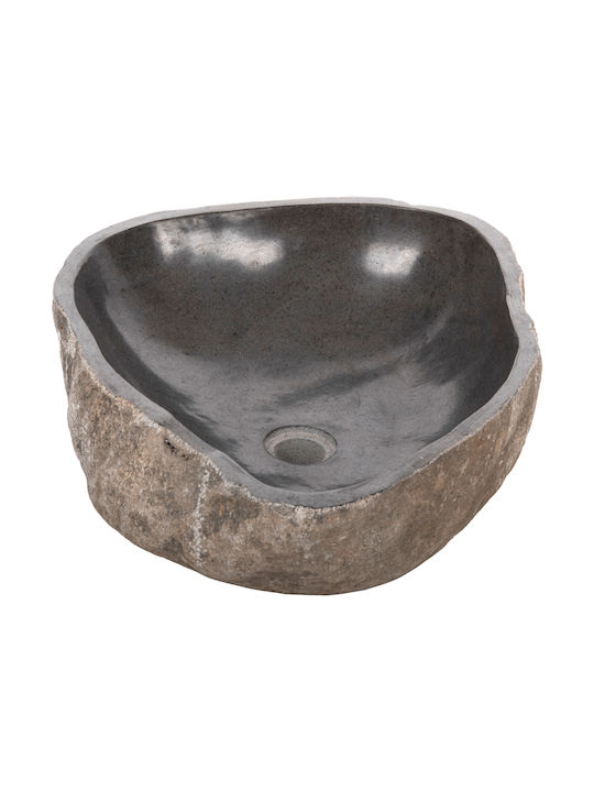 HomeMarkt Επικαθήμενος Νιπτήρας Πέτρινος 55x44x16cm Γκρι