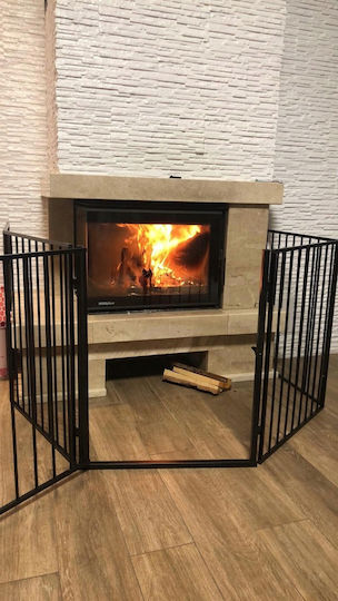 Ecran de protecție pentru șemineu din metal 74.5x74.5cm Negru