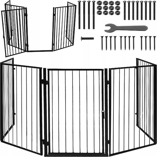 Ecran de protecție pentru șemineu din metal 74.5x74.5cm Negru