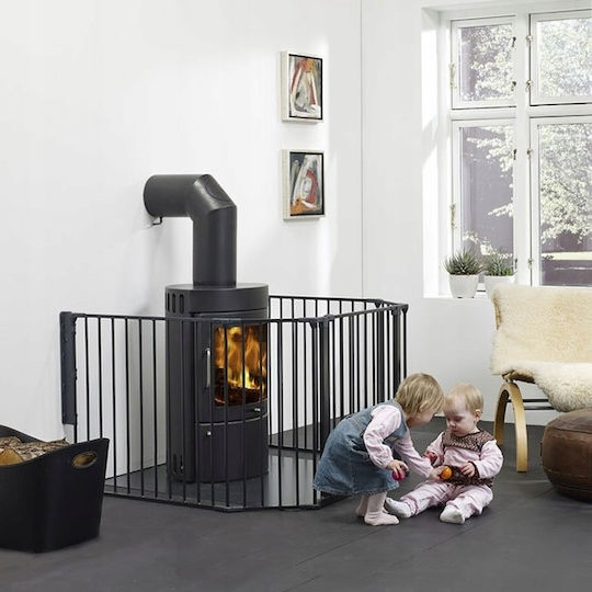 Ecran de protecție pentru șemineu din metal 74.5x74.5cm Negru