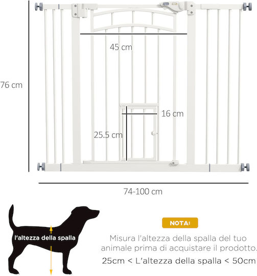 Pawhut Διαχωριστικό Σκύλου σε Λευκό Χρώμα 100 x 76 x 76εκ.