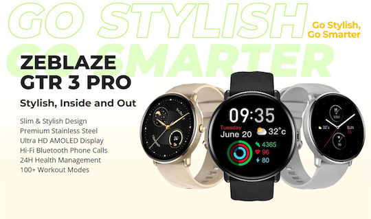 Zeblaze GTR 3 Pro Stainless Steel 45mm Smartwatch με Παλμογράφο (Μαύρο)