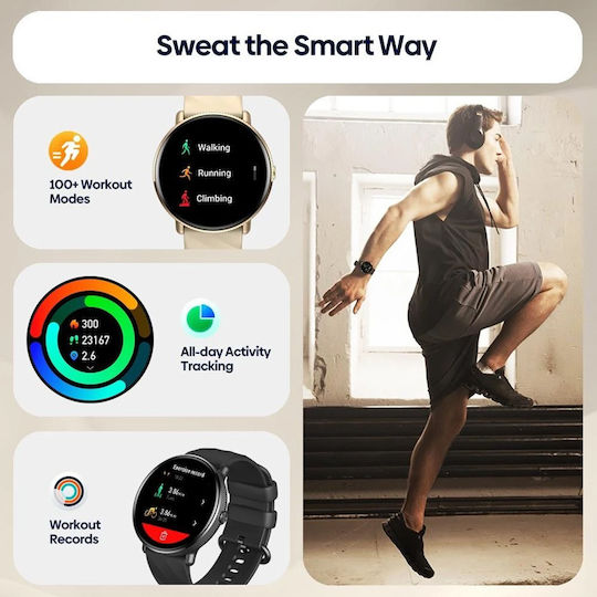 Zeblaze GTR 3 Pro Stainless Steel 45mm Smartwatch με Παλμογράφο (Μαύρο)