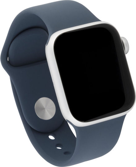Apple Watch SE 2023 Aluminium 40mm Waterproof with Heart Rate Monitor (Silver with Storm Blue Sport Band (S/M))
