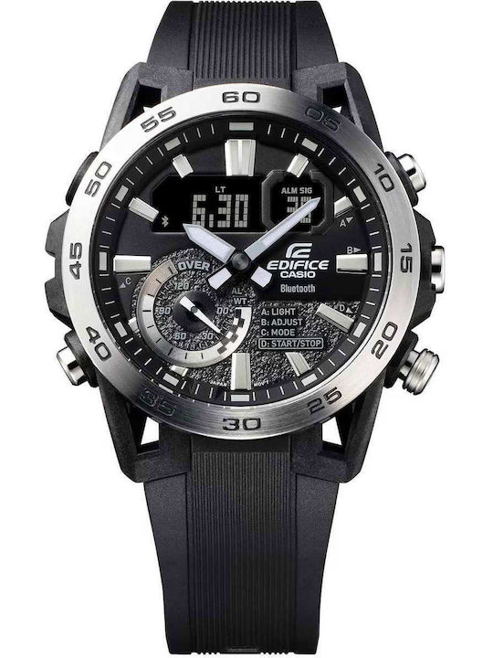 Casio Watch Chronograph Battery with Black Rubber Strap