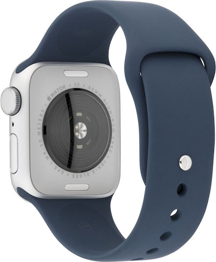 Apple Watch SE 2023 Aluminium 40mm Waterproof with Heart Rate Monitor (Silver with Storm Blue Sport Band (S/M))