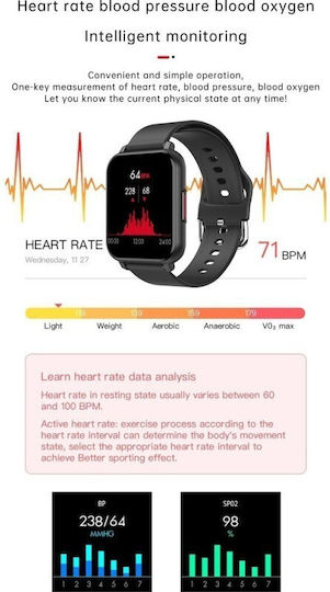 T55 Smartwatch mit Pulsmesser (Rosa)
