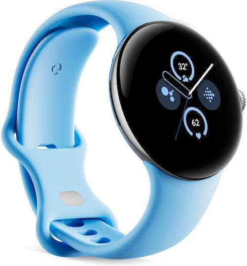 Google Pixel Watch 2 Aluminium 41mm with Heart Rate Monitor (Polished Silver Aluminium Case/Bay Active Band)