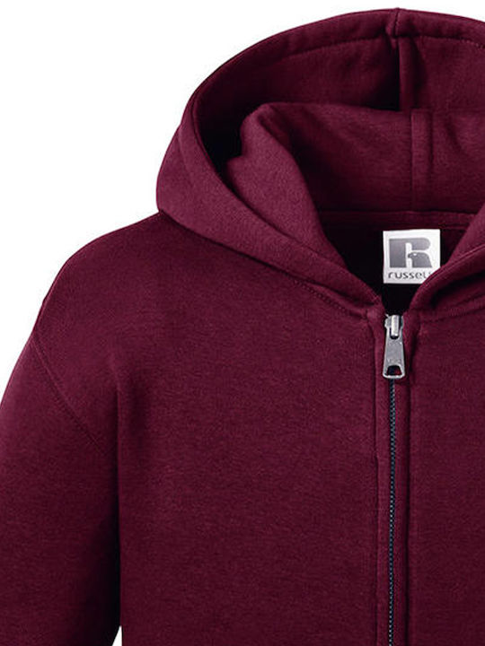 Russell Athletic Cardigan pentru copii din material frotirat cu glugă Burgundy R-266B