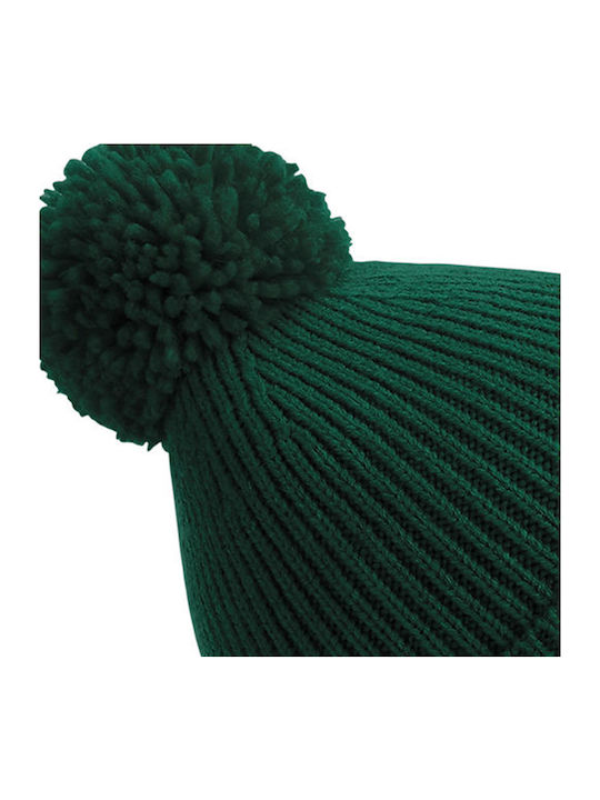 Beechfield Pom Pom Beanie Frauen Beanie mit Rippstrick Bottle Green