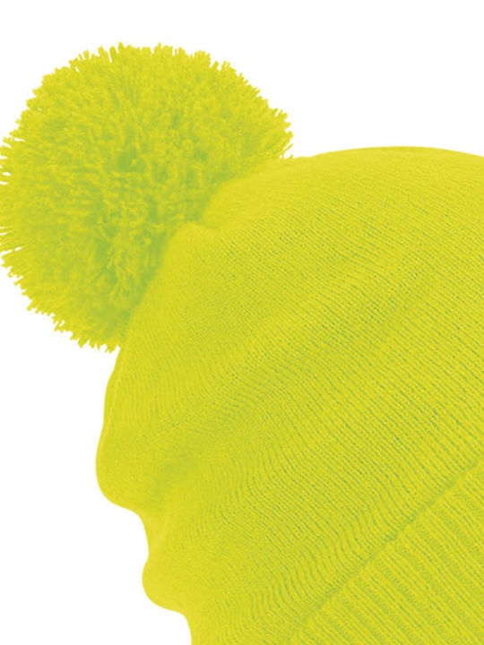 Beechfield Snowstar Pom Pom Beanie Männer Beanie mit Rippstrick in Gelb Farbe