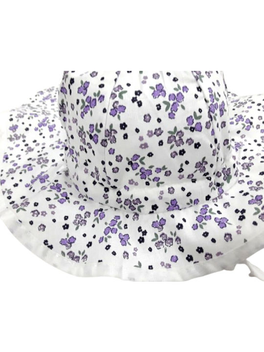 Venere Παιδικό Καπέλο Υφασμάτινο Purple White Violet Flowers