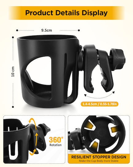 Uncle George Ποτηριού Bicycle Bottle Holder Compatible for General Purpose Stroller, Scooter, Skateboard 10x9.5cm