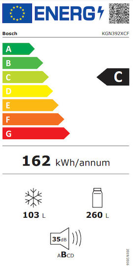 Bosch Ψυγειοκαταψύκτης 363lt Total NoFrost Υ203xΠ60xΒ66εκ. Μαύρος KGN392XCF