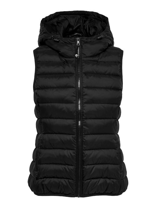 Women's Short Puffer Jacket for Winter with Hood Black-Black