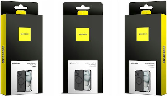 Spacecase Hybrid Magsafe Задна корица Пластмаса Черен (iPhone 15)