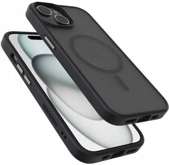 Spacecase Hybrid Magsafe Задна корица Пластмаса Черен (iPhone 15)