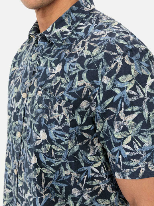 Short-sleeved Linen Shirt Blue