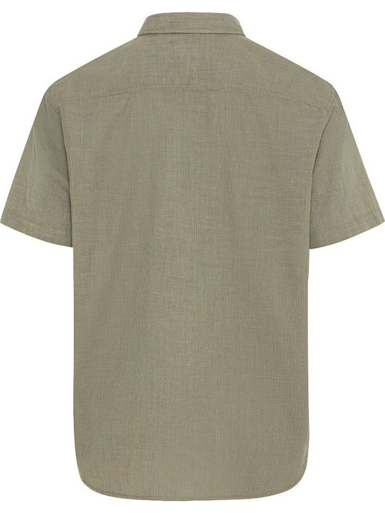 Short-sleeved Corduroy Shirt Striped Khaki