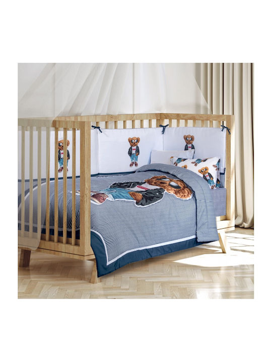 Greenwich Polo Club Βρεφικό Κουβερλί Microfiber Λευκο, Μαυρο, Μπλε 110x150cm