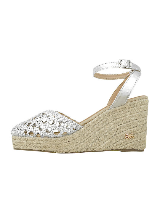 Gianna Kazakou Women's Leather Platform Espadrilles Silver