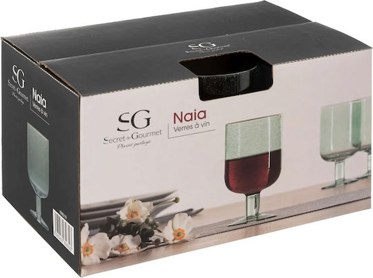 Secret de Gourmet Σετ Ποτήρια για Λευκό Κρασί από Γυαλί σε Πράσινο Χρώμα 350ml 6τμχ