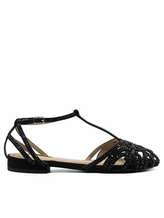 Corina Women's Flat Sandals in Black Color