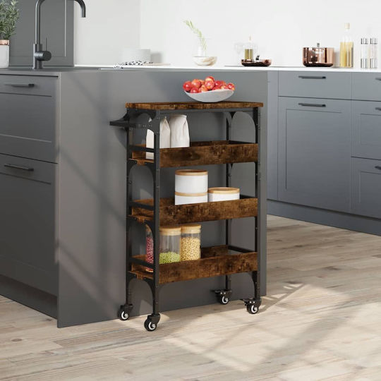vidaXL vidaXL Lebensmittelregal Hölzernes 3 Ebenen Braun 53x20x76cm