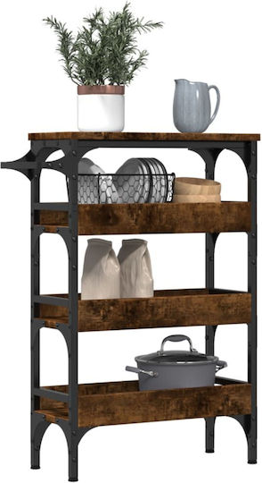 vidaXL vidaXL Lebensmittelregal Hölzernes 3 Ebenen Braun 53x20x76cm